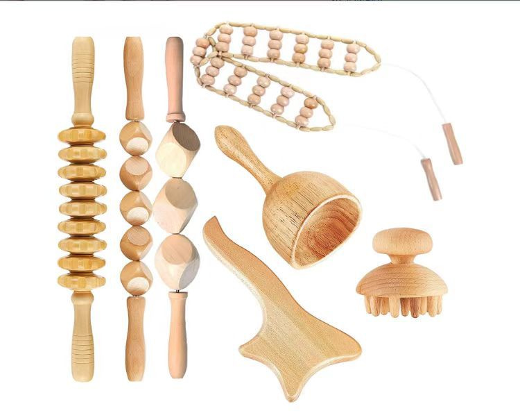 YUESHEN Premium Wooden Gua Sha Set – Full-Body Massage & Myofascial Release Tools