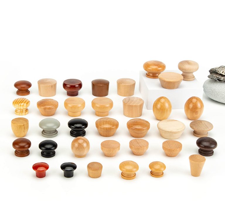 YUESHEN Custom Solid Wood Cabinet Knobs | Mushroom Wooden Drawer Pull Handles with Screws