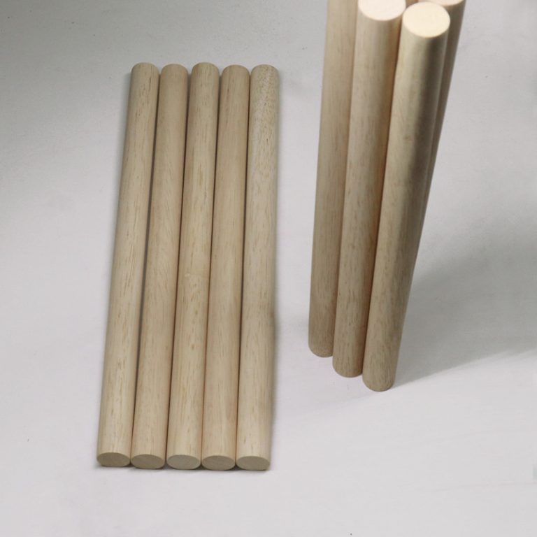 Natural Rubber Wood Round Dowel Rods | Solid Smooth Wooden Sticks 3mm-60mm Custom Size