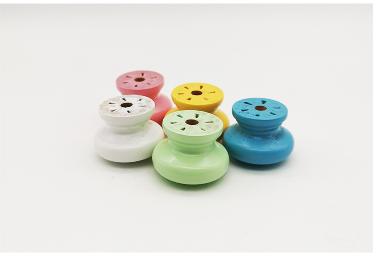 Colorful Mushroom Solid Wood Cabinet Knobs | Single Hole Kids Furniture Round Wooden Drawer Pulls